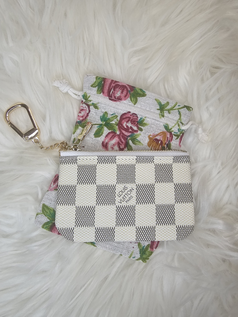 Coin And Key Pouch with Gold Hardware